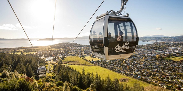 Skyline Gondola with Rotorua in the background/