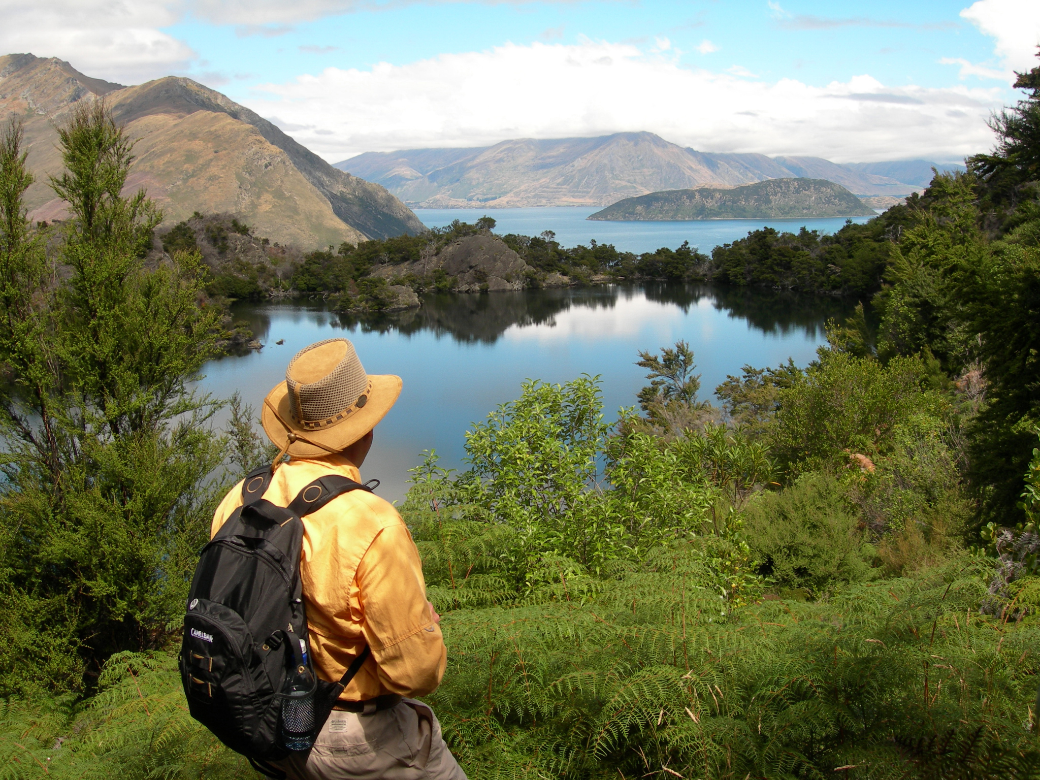 A lake on an island in a lake - a walker explores Mou Waho Island