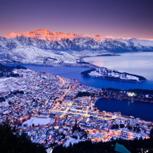 Winter sunset over "The Remarkables" Queenstown